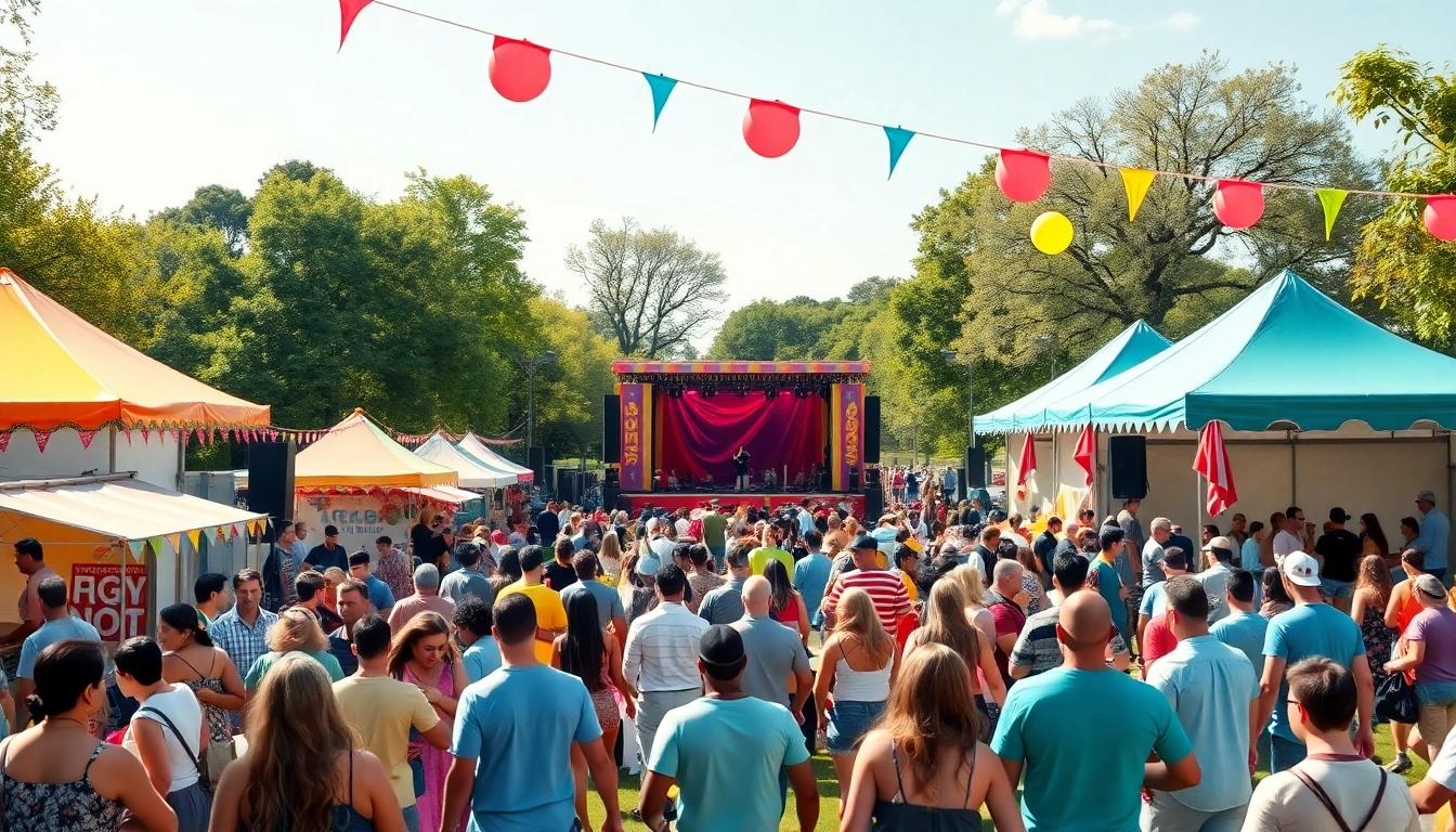 Experience engaging outdoor events with vibrant festival activities in a cheerful park setting.