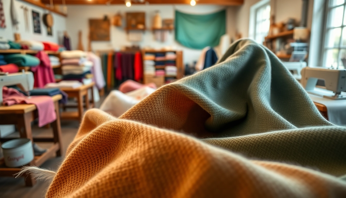 Katoen textiel in een ambachtelijke werkplaats met variërende kleuren en patronen.