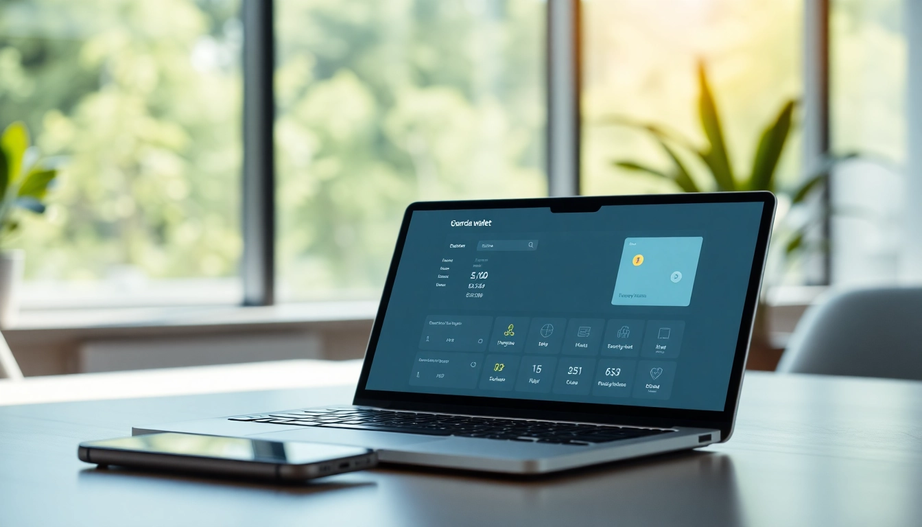 Visual representation of the guarda wallet displayed on a laptop, showcasing its secure features.