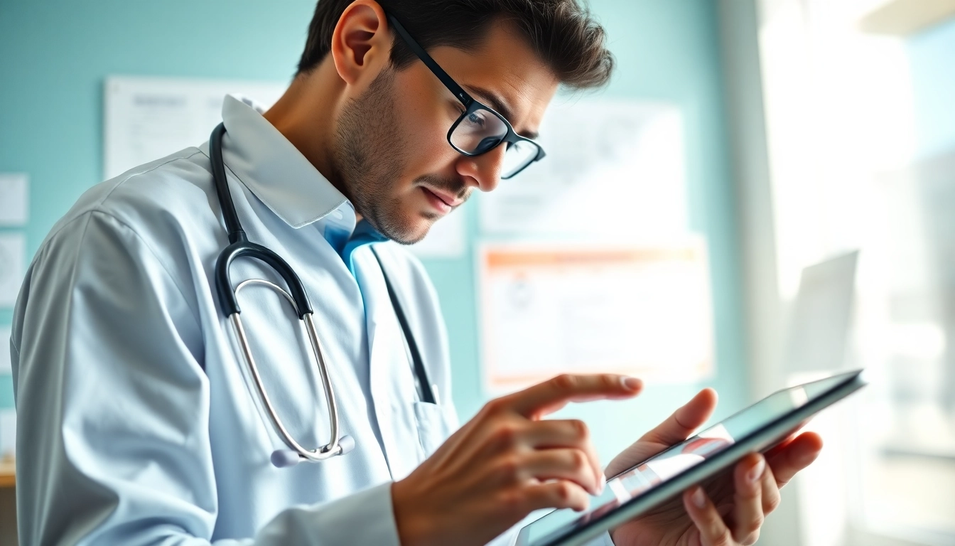 Reviewing an eprescription app in a modern clinic setup
