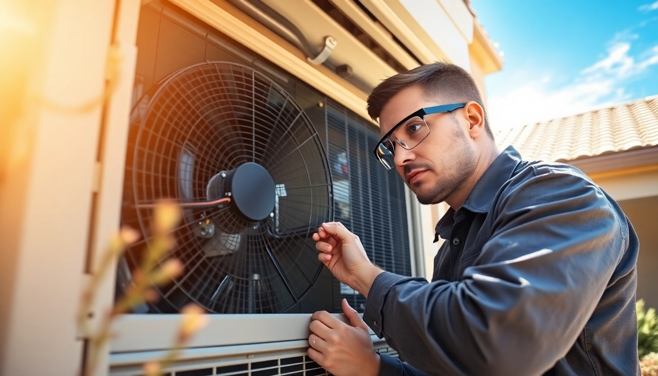 Expert AC repair technician servicing an air conditioning unit in Glendale, AZ.